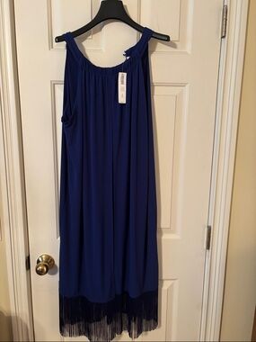 Royal Blue Fringe Hem Sleeveless Dress